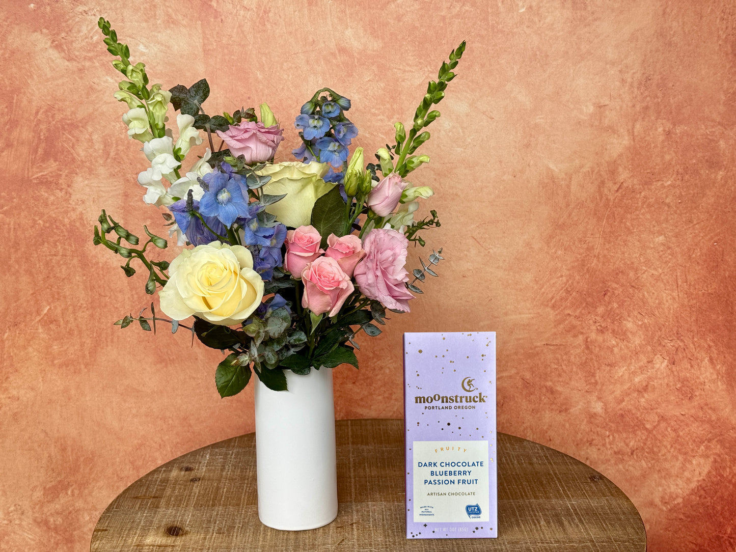 Canaima Floral Delight- Chocolate and Flowers in a vase