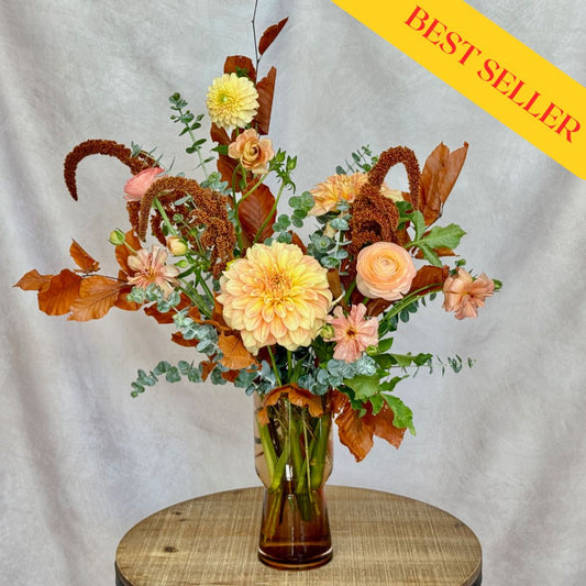 Rum Island - Autumn flowers in clear vase