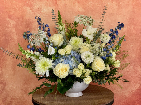 Peaceful Bloom - Blue and White Flowers Bouquet