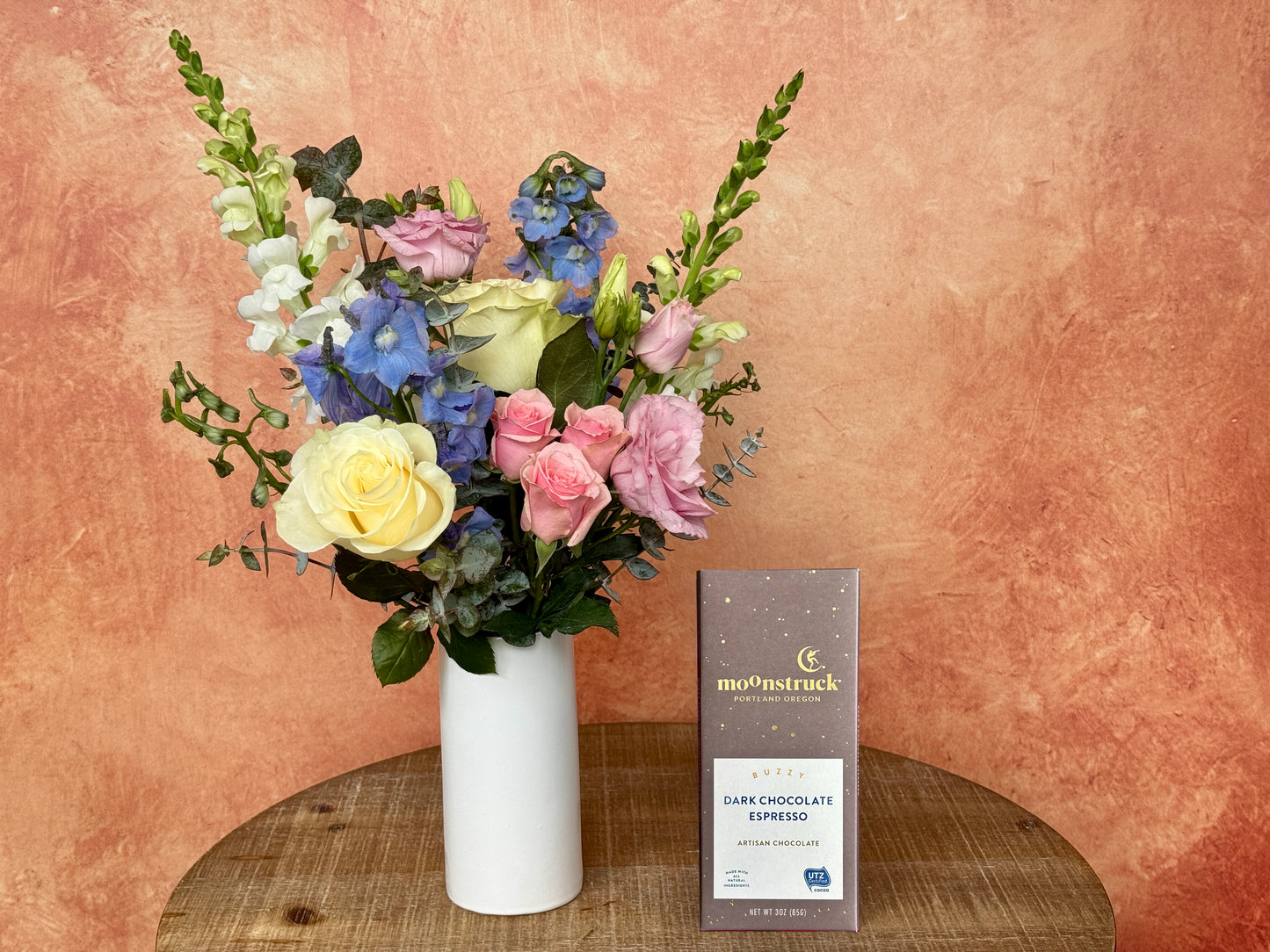 Canaima Floral Delight- Chocolate and Flowers in a vase