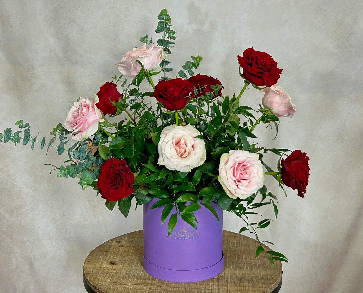 Velvet Romance - A Dozen Valentine's Roses in a BOX