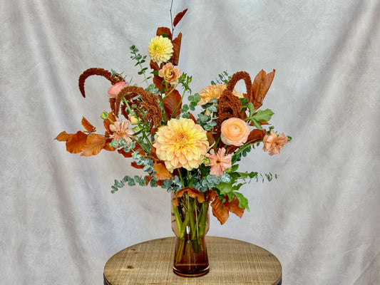 Rum Island - Autumn flowers in clear vase